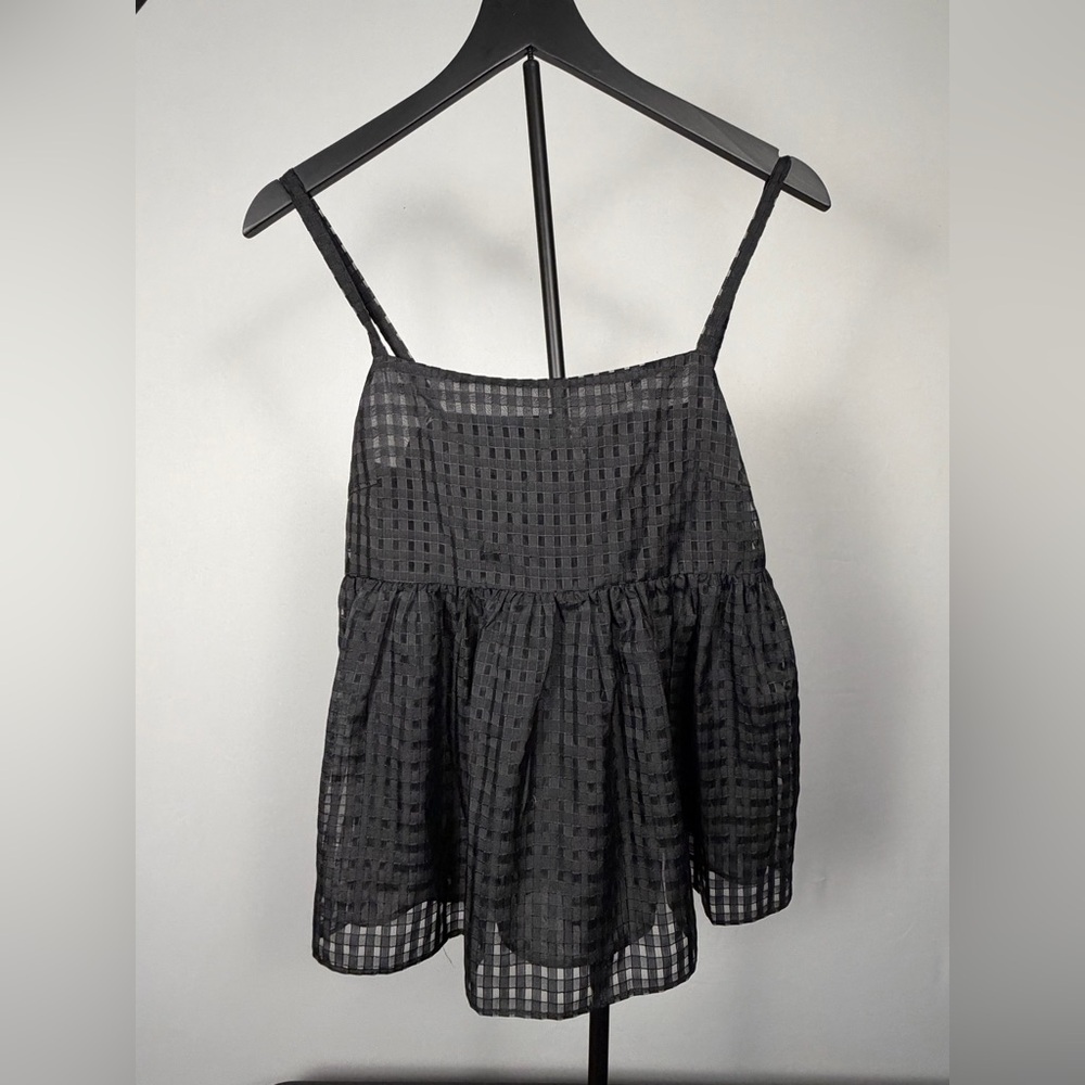 Zara Black Checkered Sleeveless Blouse